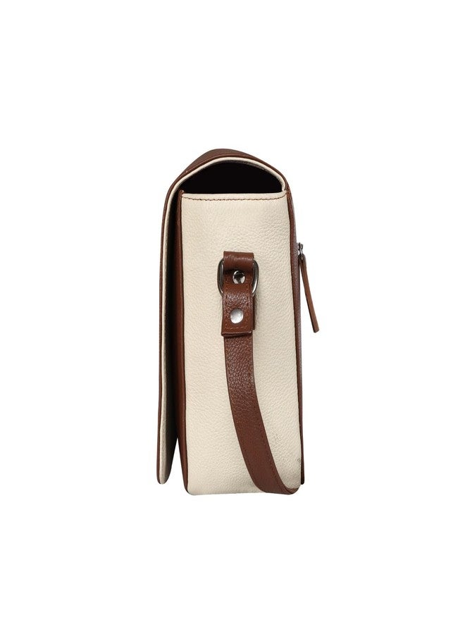 أوماكس حقيبة صغيرة أنيقة من الجلد الطبيعي للنساء من OMAX، متعددة الألوان، بلون بيج متباين، مزودة بإغلاق بمشبك - FL20 (تان) - Image 4